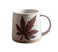 Treer Tazas Café Cerámica, Estilo Grabado Hoja Vintage Taza Café Tazas Capuchino con Asa Tazas de Cafe Tazas de Café de Porcelana 420ml/14.5oz Tazas Desayuno Taza Té Moderno (Hoja de Arce)
