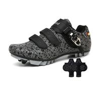 Treer Zapatillas Ciclismo Montaña 2026, Zapatos Bicicleta Montaña Hombre Mujer, 37-47 EU Zapatillas de Ciclismo Verano Ligeros Calzado Bicicleta con SPD 4 Hoyos Tacos (Blanco Noche/Gris,43)