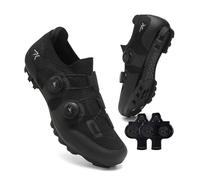Treer Zapatillas Ciclismo Montaña, Zapatos Bicicleta Montaña Hombre Mujer, Zapatillas de Ciclismo Verano Ligeros Calzado Bicicleta con SPD 4 Hoyos Tacos | 37-47 EU, Primavera y Verano (Negro,37)