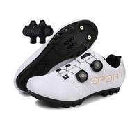 Treer Zapatillas Ciclismo Montaña, Zapatos Bicicleta Montaña para Hombre y Mujer, Zapatillas Ciclismo Verano Ligeras con Tacos SPD de 4 Hoyos | Calzado Bicicleta Tamaño 37-47 EU (Blanco,38)