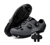 Treer Zapatillas Ciclismo Montaña, Zapatos Bicicleta Montaña para Hombre y Mujer, Zapatillas Ciclismo Verano Ligeras con Tacos SPD de 4 Hoyos, Calzado Bicicleta 36-47 EU (Antracita,45)