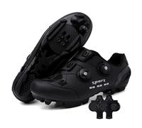 Treer Zapatillas Ciclismo Montaña, Zapatos Bicicleta Montaña para Hombre y Mujer, Zapatillas Ciclismo Verano Ligeras con Tacos SPD de 4 Hoyos, Calzado Bicicleta 36-47 EU (Negro,39)