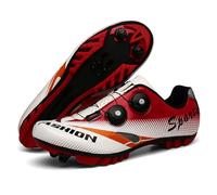 Treer Zapatillas de Ciclismo, Zapatos Bicicleta Montaña Hombre, Zapatillas Ciclismo Carretera Unisex Zapatillas Montaña Calzado Bicicleta con Cleats, Otoño Nuevo 45 EU Rojo