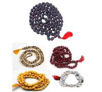 Treeratan Ventures - Combo de 5 japa mala, unisex, para adulto, natural, de Vaijayanti/Lal Chandan/Tulsi/Haldi y Rudraksha negro
