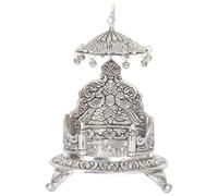 Treeratan Ventures® Pooja Singhasan de metal blanco para Laddu Gopal | Tamaño 0 a 2 | Trono decorativo de aluminio plateado para Mandir (13 x 13 x 18 cm)