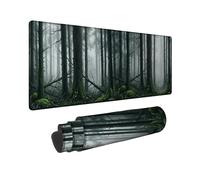 Trees - Alfombrilla de mouse grande, diseño de niebla mística, musgo, otoño, verde, antideslizante, ideal para el hogar, oficina, escritorio, laptop, jugadores, regalo, 12 x 32 pulgadas