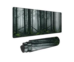 Trees - Alfombrilla de mouse grande, diseño de niebla mística, musgo, otoño, verde, antideslizante, ideal para el hogar, oficina, escritorio, laptop, jugadores, regalo, 12 x 32 pulgadas