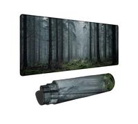 Trees - Alfombrilla de mouse grande, diseño de niebla mística, musgo, otoño, verde, goma, suave, XL, borde cosido, accesorios de escritorio para computadora de juegos, laptop, 12 x 32 pulgadas