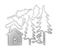 Trees House - Plantilla de metal para álbumes de recortes, tarjetas de papel, troqueles de corte de metal para álbumes de recortes