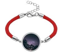 Trees Stars Milky Way Night Lucky Red String Pulsera de cuerda hecha a mano