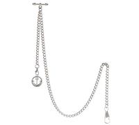 TREEWETO Albert - Reloj de bolsillo con cadena para hombre, 2 ganchos, diseño de ancla antigua, color plateado