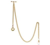 TREEWETO Albert - Reloj de bolsillo para hombre, 2 ganchos con colgante de ancla antigua, barra en T, dorado, Antiguo