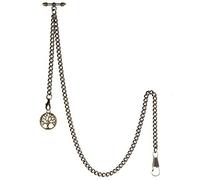 TREEWETO Albert - Reloj de Bolsillo para Hombre, 2 Ganchos con Colgante de árbol de la Vida Antiguo, Barra en T, marrón, Estilo Vintage