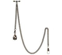 TREEWETO Albert - Reloj de bolsillo para hombre, 2 ganchos con colgante de escudo antiguo, barra en T, marrón, Antiguo