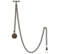 TREEWETO Cadena de reloj de bolsillo con barra en T para reloj de bolsillo Albert T-Bar con colgante antiguo del árbol de la vida y 2 ganchos para chaleco ojal, marrón, Vintage