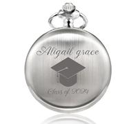 TREEWETO Regalos de graduación personalizados para él, universidad o escuela secundaria, suministros de fiesta de graduación, reloj de bolsillo grabado