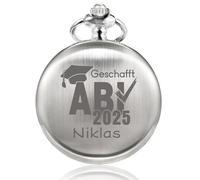 TREEWETO Regalos de graduación universitaria para él 2025, decoraciones de suministros de fiesta de graduación, reloj de bolsillo grabado personalizado para graduados