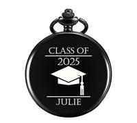 TREEWETO Regalos de graduación universitaria personalizados para él, reloj de bolsillo plateado, grabado "Class of 5,133.5 cm, regalos significativos de graduación de secundaria para niños/hijos