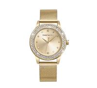TREEWETO Reloj analógico de cuarzo para mujer, correa de acero inoxidable, correa de cuarzo y diamante, moda clásica, romántico, oro rosa/plata, dorado, Clásico
