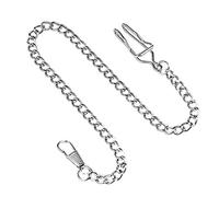 TREEWETO Reloj de bolsillo con cadena de chaleco de 37,5 cm, color plateado, plata, Clásico