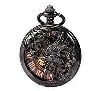 Treeweto - Reloj de Bolsillo con Esfera de Esqueleto con Cadena para Hombres y Mujeres + Caja, 5.Bronce marrón, 5.Bronce marrón
