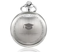 TREEWETO Reloj de bolsillo grabado de graduación para la escuela secundaria para hijo, hija, hombres, niños, compañeros de clase, plata