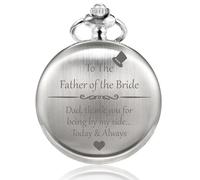 TREEWETO Reloj de bolsillo grabado para hombre, para novio, padre, padre, novia, novio, regalos de bolsillo, regalo para boda, 8. El padre de la novia - Plata, Moderno