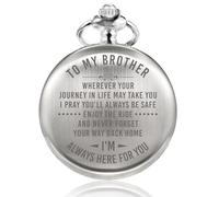 TREEWETO Reloj de bolsillo grabado para hombre, regalo para hermano, ideas únicas de regalo de cumpleaños para hombre, regalos de graduación para él, regalo para hombres