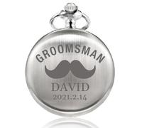 TREEWETO Reloj de bolsillo grabado personalizado para padrino de boda, regalo de padrino de boda para padrino de boda grabado padre de la novia padre del novio Usher, plata