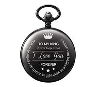 Treeweto - Reloj de Bolsillo para Hombre, Marido, Novio, Rey, Aniversario, Regalo para Hombre, Grabado «To My King»