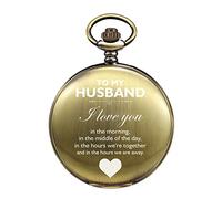 TREEWETO Reloj de bolsillo para hombre, regalo para cumpleaños, aniversario, día de San Valentín, boda, día del padre, Navidad, relojes de bolsillo personalizados para él, marrón