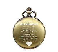 TREEWETO Reloj de bolsillo para hombre, regalo para cumpleaños, aniversario, día de San Valentín, boda, día del padre, Navidad, relojes de bolsillo personalizados para él, Bronce, Reloj de bolsillo