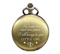 TREEWETO Reloj de bolsillo para papá de hija grabado, con texto en inglés "I Will Always Be Your Little Girl", para cumpleaños de padre, marrón, Moderno