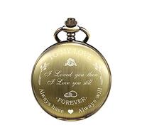 TREEWETO Reloj de bolsillo personalizado de cuarzo para hombre y mujer, grabado grabado personalizado con cadena caja de regalo regalo de boda para el padrino Bestman marido papá amor