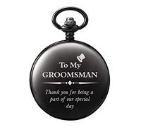 TREEWETO Reloj de bolsillo personalizado grabado novio reloj de bolsillo de cuarzo Fobwatch Groomsmen regalos para boda o propuesta de padrino de bolsillo regalo de boda, 3. groomsman, Vintage