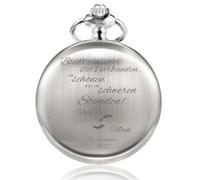 TREEWETO Reloj de bolsillo personalizado para boda con nombre y fecha, diseño de anillos, regalo de boda, plata