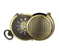 TREEWETO - Reloj de Bolsillo único de Bronce Hueco de Esqueleto mecánico para Hombres Mujeres con Cadena, Bronce, Bronce