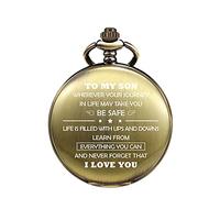TREEWETO To My Son - Reloj de bolsillo de cuarzo, regalos de graduación para él, grabado personalizado, regalo personalizado para hijo, marido, papá, nieto de Bestman