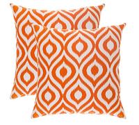 TreeWool - Pack de 2 - Ogee Ikat Acento Decorativo Fundas de cojín, 100% algodón (45 x 45 cm / 18 x 18 Pulgadas, Naranja)