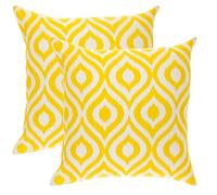 TreeWool - Pack de 2 - Ogee Ikat Acento Decorativo Fundas de cojín, 100% algodón (50 x 50 cm / 20 x 20 Pulgadas, Amarillo)