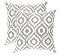 TreeWool - Pack de 2 - Ogee Ikat Acento Decorativo Fundas de cojín, 100% algodón (50 x 50 cm / 20 x 20 Pulgadas, Gris)