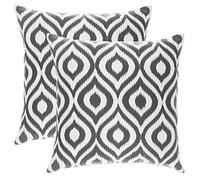 TreeWool - Pack de 2 - Ogee Ikat Acento Decorativo Fundas de cojín, 100% algodón (55 x 55 cm / 22 x 22 Pulgadas, Grafito Gris)