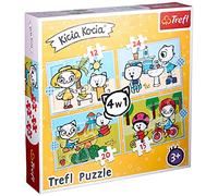 Trefl 12 a 24 Piezas, 4 Juegos, para niños a Partir de 3 años, Color el día Gatito Tag Der kätzchen kicia kocia (34372)