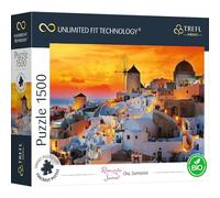 Trefl-1500 Piezas, Cartón Más Grueso, Bio, EKO, Grecia, Atardecer, Vacaciones, Entretenimiento para Adultos Y Niños Mayores De 12 Años, Color uft Puzzle Romantic Sunset: oia, Santorini, 1500 (26195)