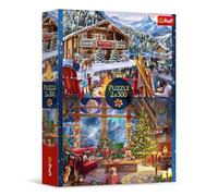 Trefl - Puzzle 2 en 1: Navidad en Les Montagnes, 2 x 500 piezas, juego de dos rompecabezas, bricolaje, entretenimiento creativo, para adultos y niños a partir de 10 años