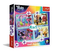 Trefl Puzzle 34336 Trolls World Tour – 4 juegos 35–70 piezas para niños a partir de 4 años