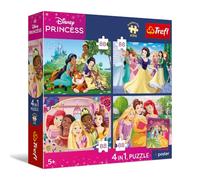 Trefl - 4-in-1-Puzzles: Prinzessin, Romantische Prinzessinnen - 4 x 88 Teile - Poster, Set mit Vier Puzzles für Kinder AB 5 Jahren