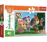 Trefl 60 Elementos-Rompecabezas Coloridos con Personajes de Cuentos de Hadas 44 Gatos, Entretenimiento Creativo, Diversión para Niños a Partir de 4 años Puzzle, Color Cats, Juegos con Amigos (17378)