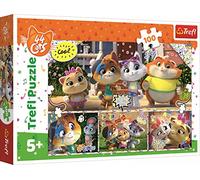 Trefl - 44 Cats, Un Buen Equipo de Amigos - Puzzle 100 Elementos - Rompecabezas Coloridos con Personajes de Cuento de Hadas 44 Gatos, Entretenimiento Creativo, Diversión para Niños a Partir de 5 años