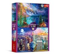 Trefl- Trébol - Puzzle 2en1: Viaje a América - 2 x 500 Elementos - Conjunto de Dos Rompecabezas, DIY, Diversión Creativa para Adultos y Niños a Partir de 10 años, Multicolor, L (37500)